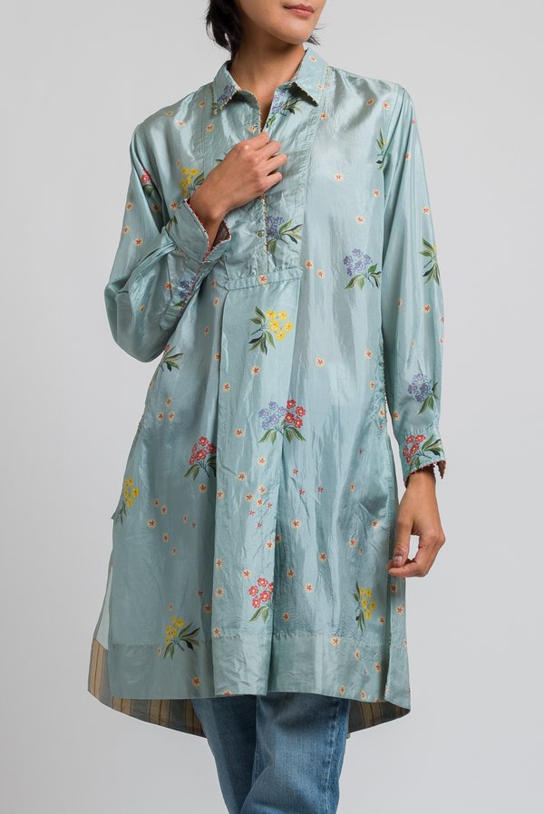 Péro Relaxed Floral Tunic in Ocean	