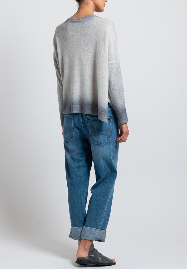 Avant Toi Relaxed Lightweight Sweater in Grey Ombre	