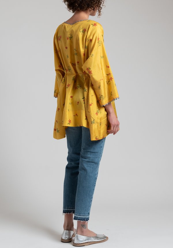 Péro Floral Silk Top in Yellow/ Red	