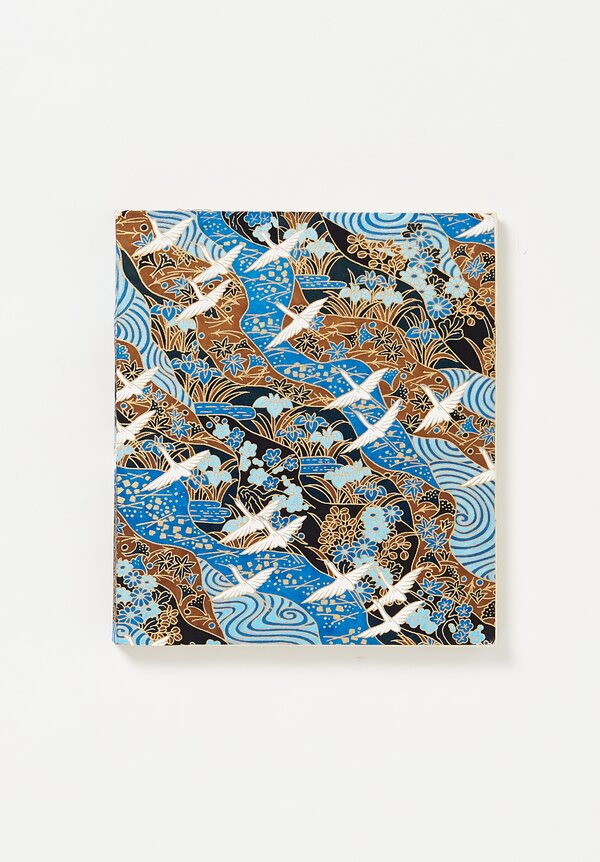 Elam Handprinted Japanese Chiyogami Paper Notebook in Cranes/ Blue	