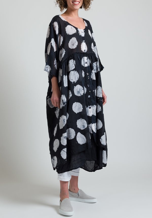 Gilda Midani Oversized Linen Dress in Pois Black & White | Santa Fe Dry ...