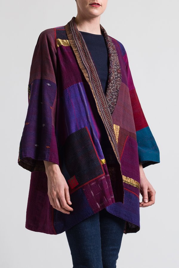 Mieko Mintz 2-Layer Ajrakh Ombre Jacket in Plum/ Purple | Santa Fe Dry ...