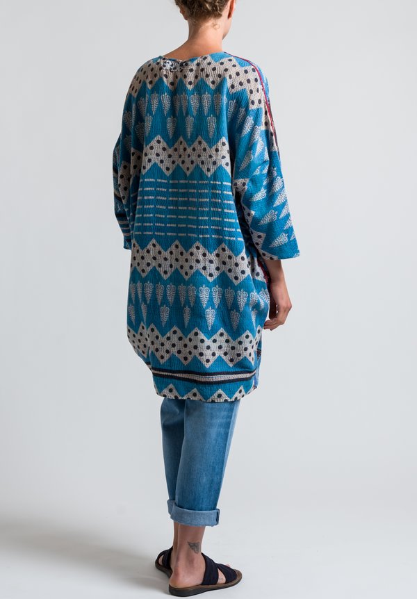 Mieko Mintz 2-Layer Vintage Cotton Tunic in Aqua/ Periwinkle | Santa Fe ...