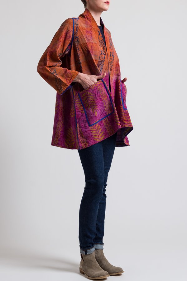 Mieko Mintz 2-Layer Georgette Jacket in Terracotta/ Purple	