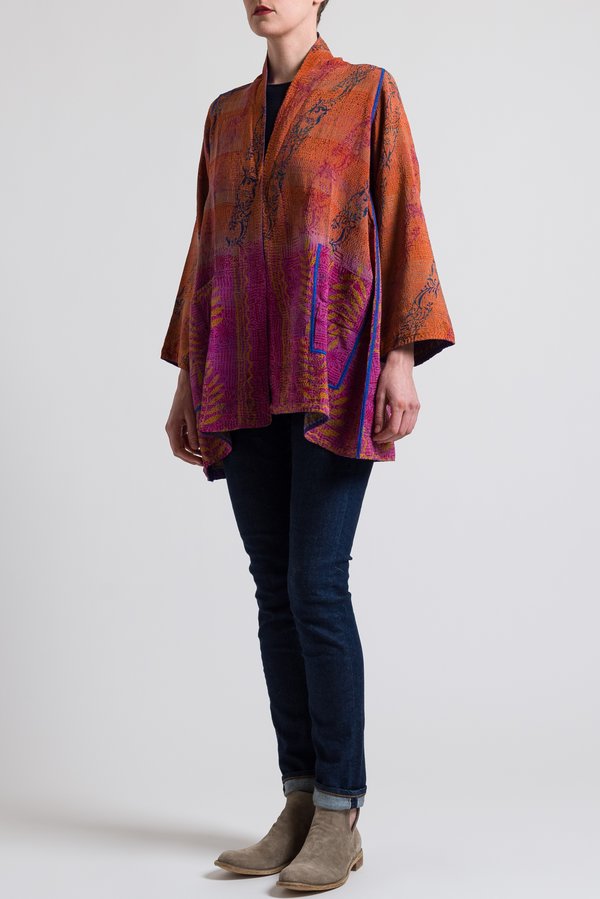Mieko Mintz 2-Layer Georgette Jacket in Terracotta/ Purple	