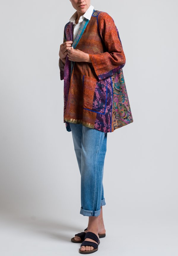 Mieko Mintz 2-Layer Vintage Silk Jacket in Orange/ Purple | Santa Fe ...