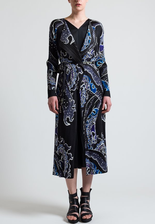 Issey Miyake Pleats Please Long Pleated Flame Jacket in Multicolor ...