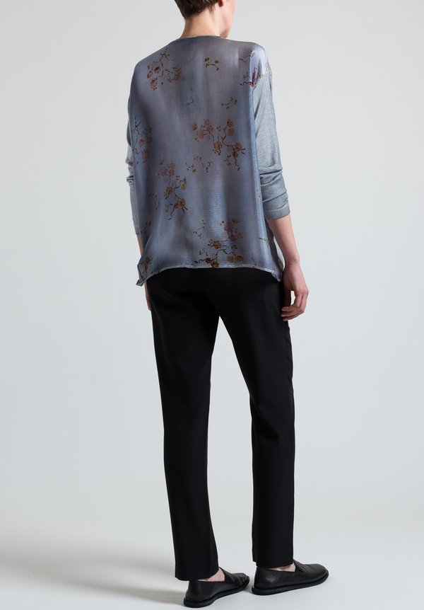 Avant Toi Printed Crepe Back Sweater in Marmo	