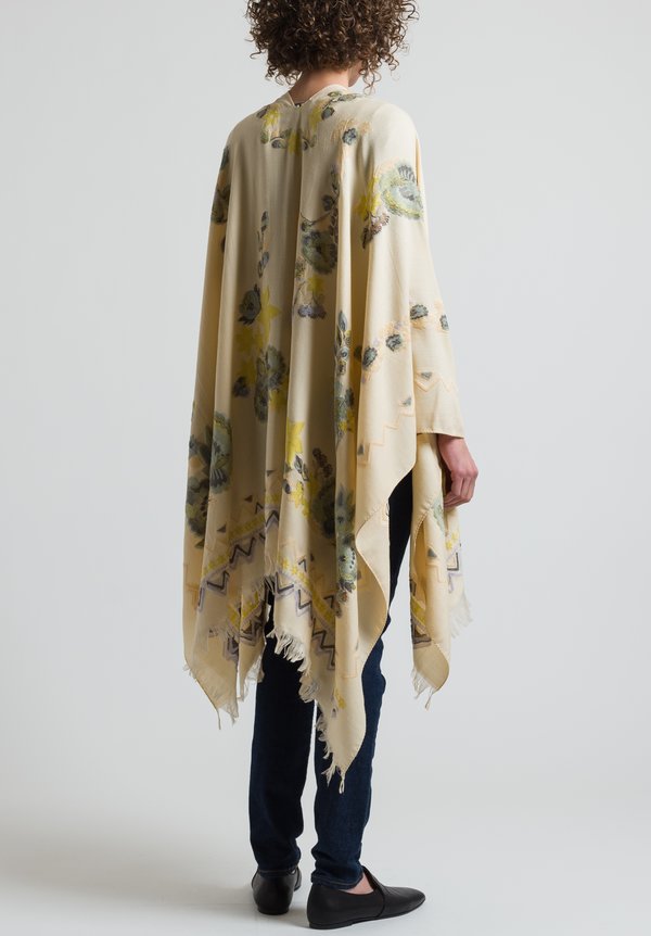 Etro Floral Embroidered Poncho in Cream	