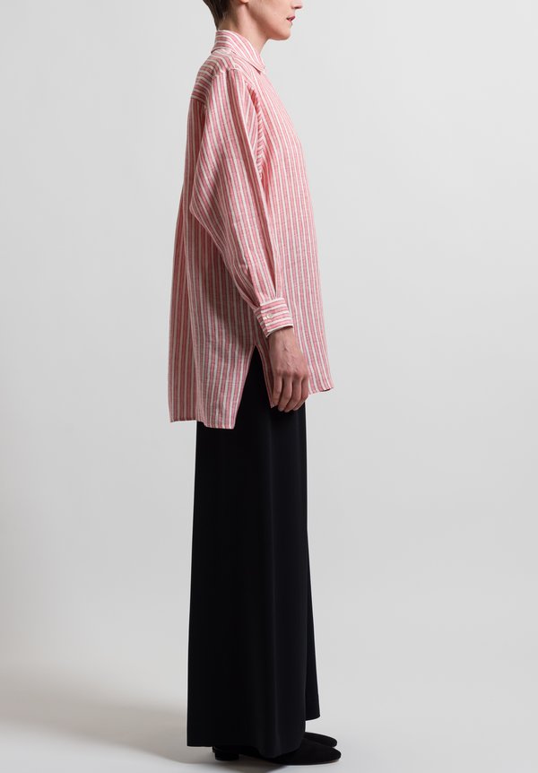 Etro Oversized Button-Down Shirt in Pink/ White Stripes	