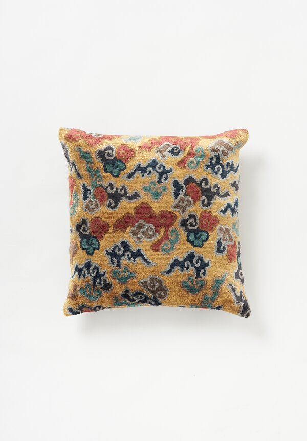 Tibet Home Hand Knotted & Woven Square Pillow in Cloud Gold	