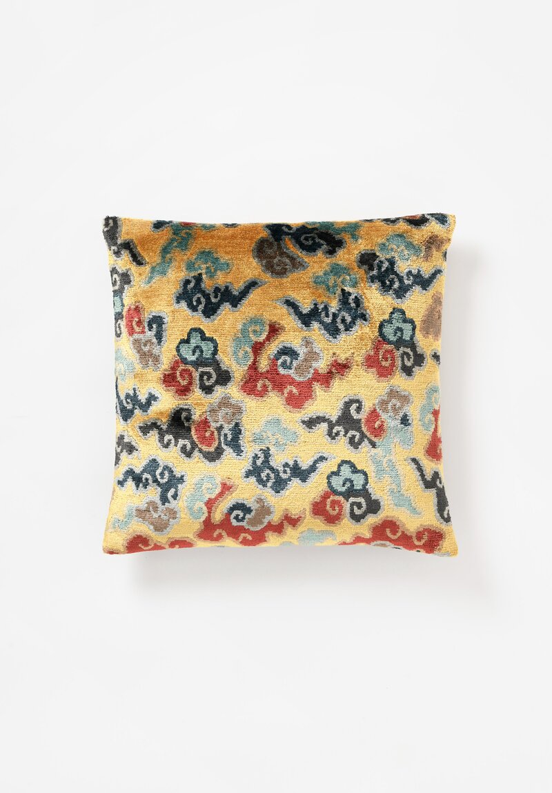 Tibet Home Hand Knotted & Woven Square Pillow in Cloud Gold	