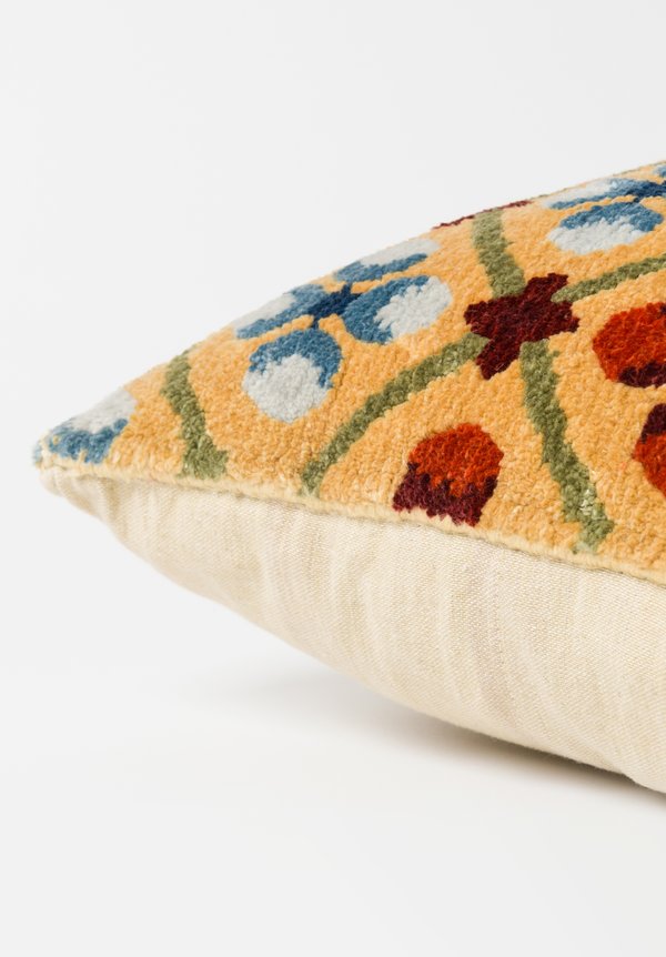 Tibet Home Hand Knotted & Woven Square Pillow in Linga Butter
