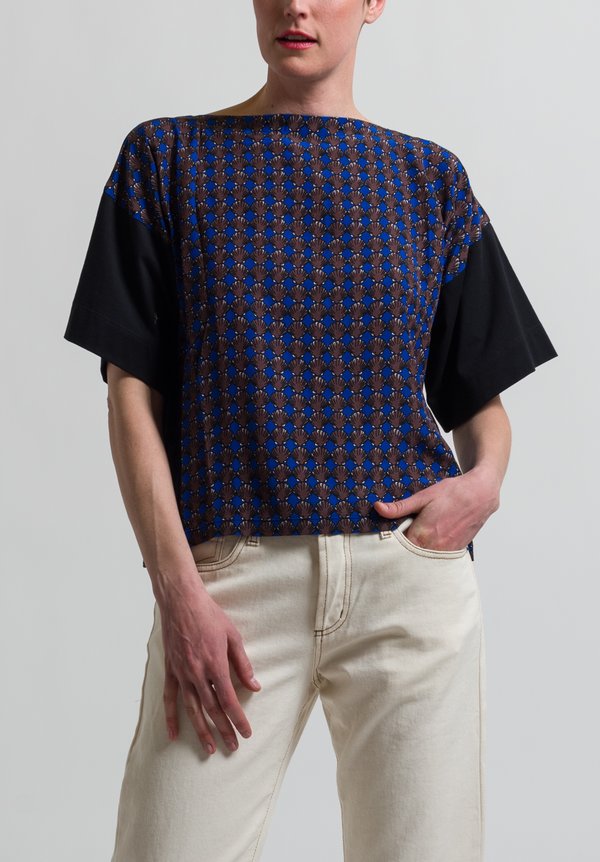 Marni Shell Printed T-Shirt in Black/ Raisin	