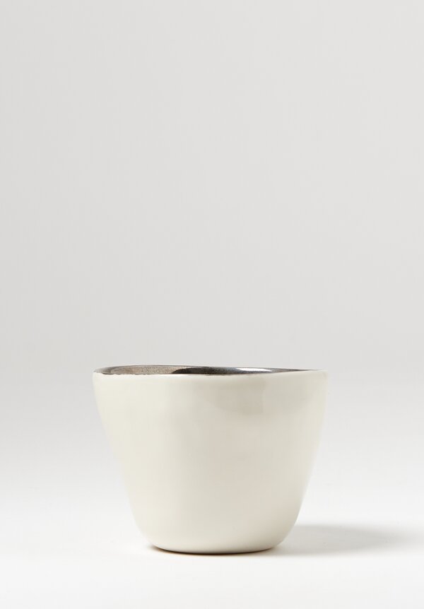 Bertozzi Handmade Porcelain Metallic Border Cup in White	