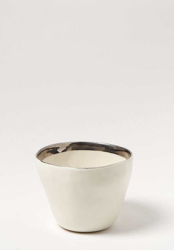 Bertozzi Handmade Porcelain Metallic Border Cup in White	