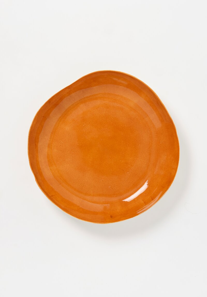 Bertozzi Porcelain Interior Painted Shallow Serving Bowl in Bruno Brown	