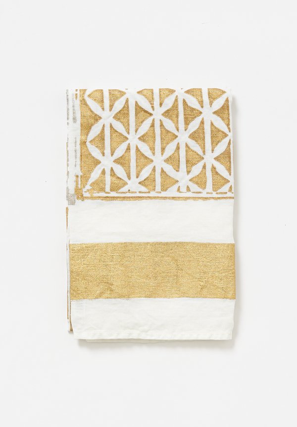 Bertozzi Handmade Block Print Kitchen Towel in Gold	