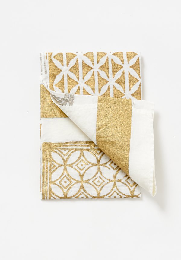Bertozzi Handmade Block Print Kitchen Towel in Gold	