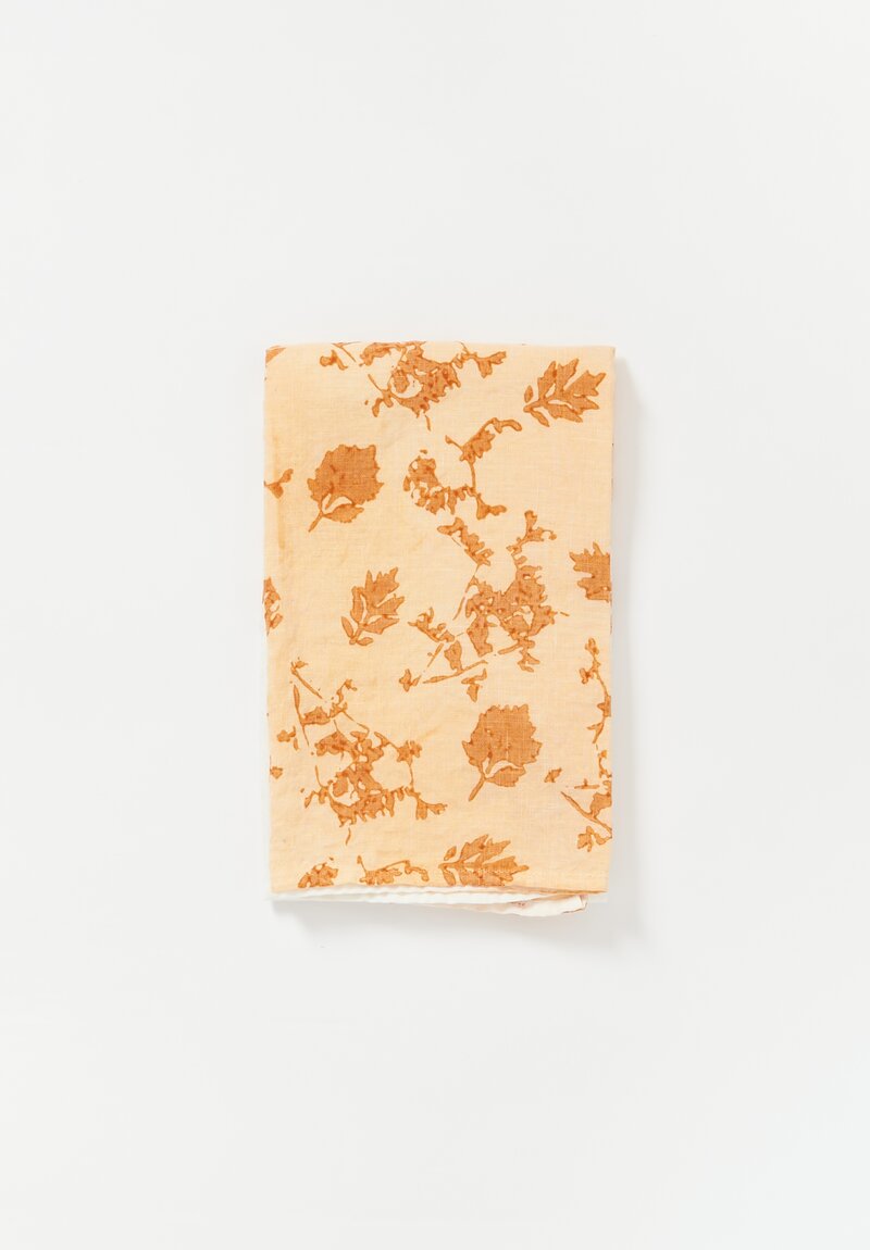 Bertozzi Handmade Crumpled Linen Two-Tone Kitchen Towel in Orange