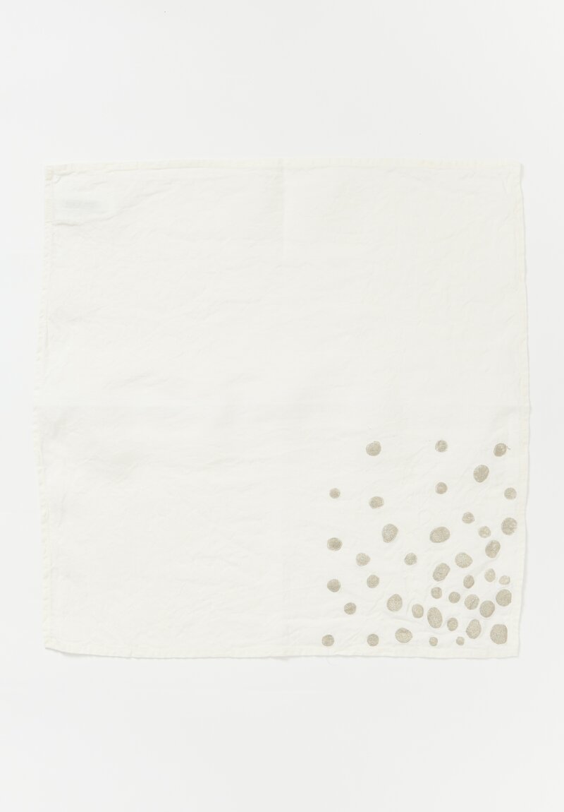 Bertozzi Handmade Linen Napkin with Silver Dots in Silver
