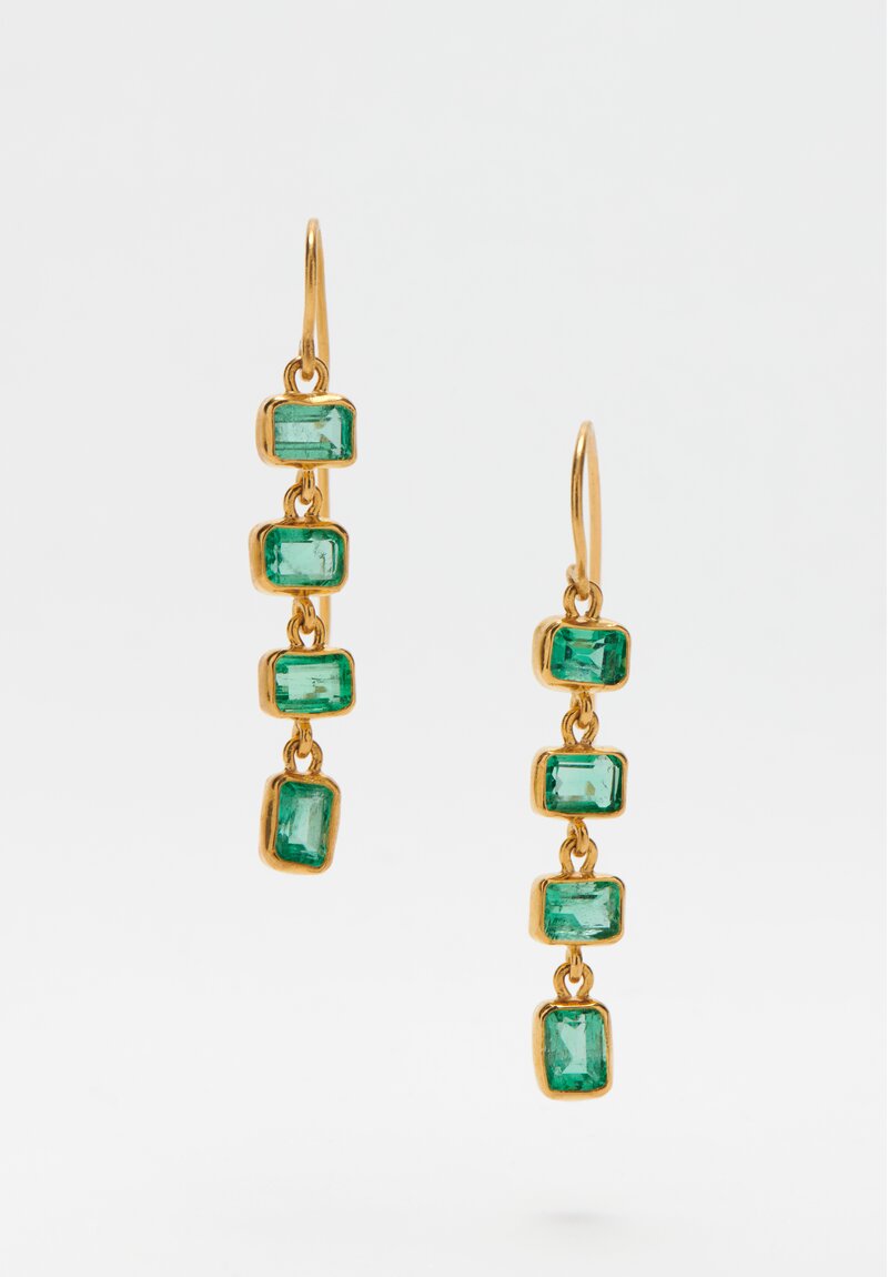 Greig Porter 22K, Emerald 4-Drop Earrings	