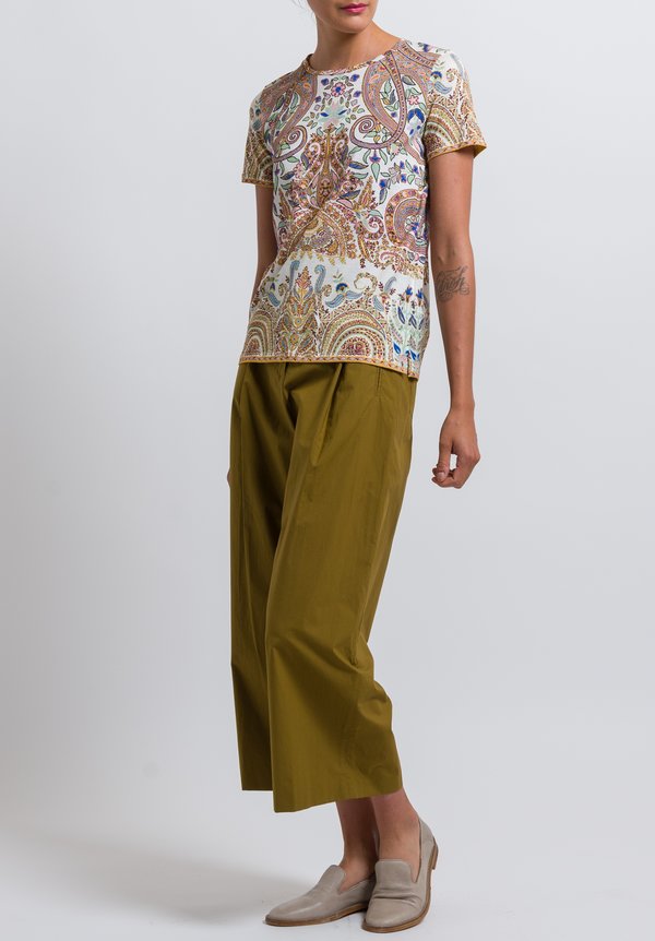 Etro Paisley Printed T-Shirt in Saffron/ Pink	