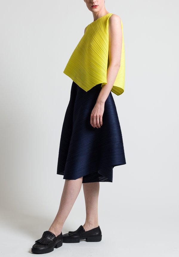 Issey Miyake Pleats Please Cross Grain Culottes in Navy