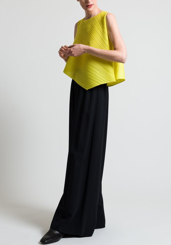 Issey Miyake Pleats Please Asymmetric Cross Grain Top in Yellow