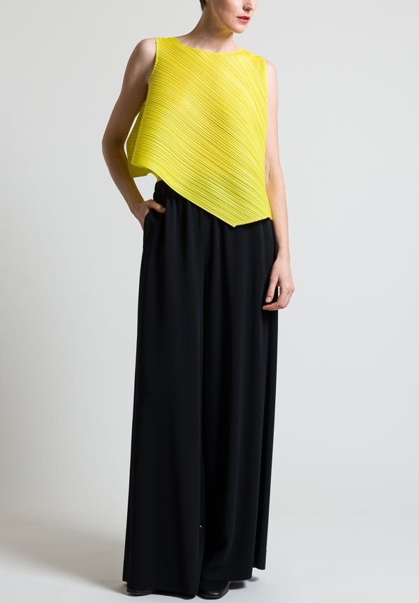 Issey Miyake Pleats Please Asymmetric Cross Grain Top in Yellow