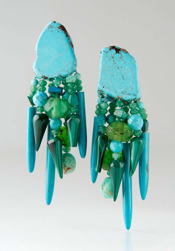 Monies UNIQUE Turquoise, Malakit, Emerald Aventurine, Glass Clip-Ons	