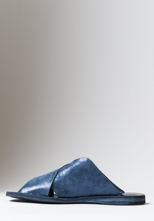 Officine Creative Metallic Itaca Max Slip-On Sandals in Blu	