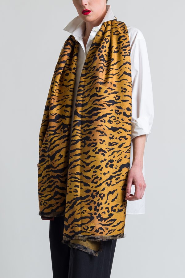 Etro Twill Tiger and Paisley Scarf
