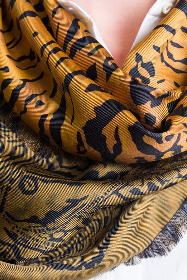 Etro Twill Tiger and Paisley Scarf