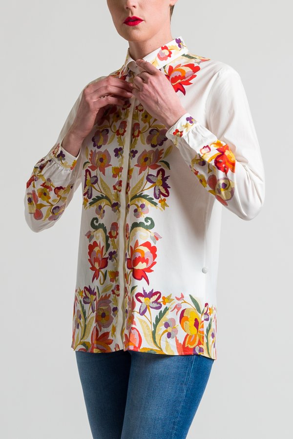 Etro Relaxed Floral Shirt in Red/ White	