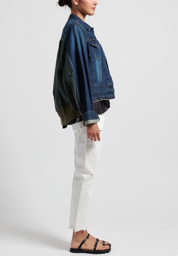 Sacai Multi-Fabric Denim Jacket in Dark X Khaki	