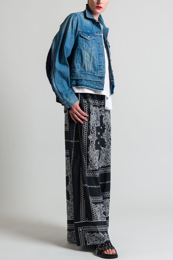 Sacai Multi-Fabric Denim Jacket in Blue X Navy	