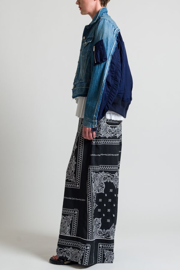 Sacai Multi-Fabric Denim Jacket in Blue X Navy	