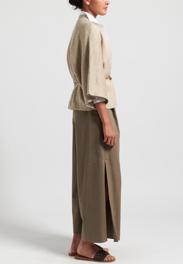 Brunello Cucinelli Cardigan with Leather Belt in Bisque	