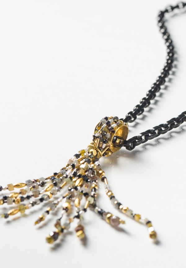 Karen Melfi 22K, Silver, Diamond, and Pearl Tassel Necklace	