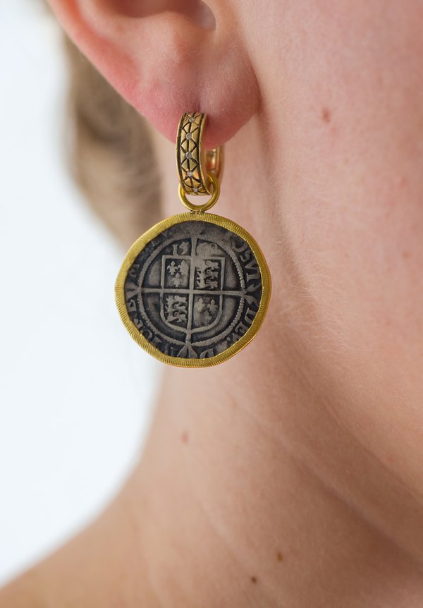 Karen Melfi 22K Rimmed, English Coin Earring Charms