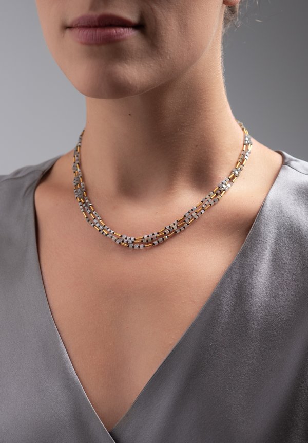 Karen Melfi 22K, Diamond and Japanese Seed Bead Necklace	