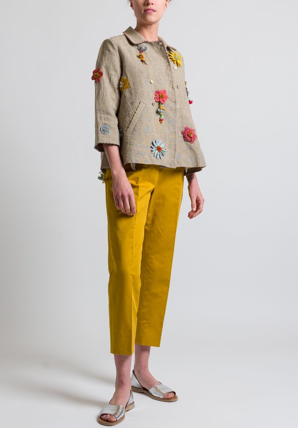 Péro Flower Embellished Jacket in Natural	