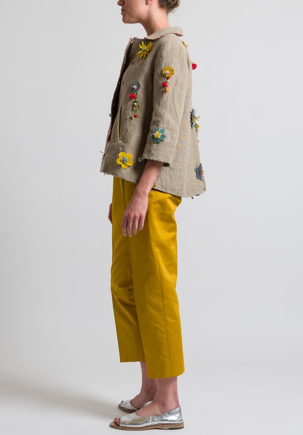 Péro Flower Embellished Jacket in Natural	