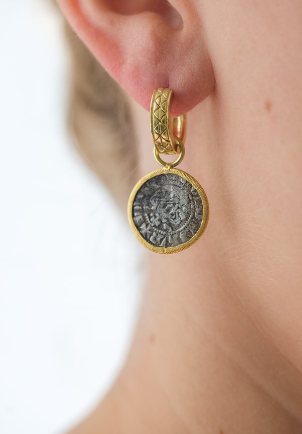 Karen Melfi 22K Rimmed, Small English Coin Earring Charms