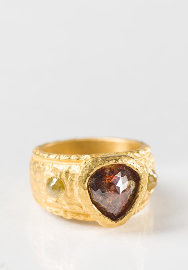Karen Melfi 22K, 3-Stone Natural Diamond Ring	