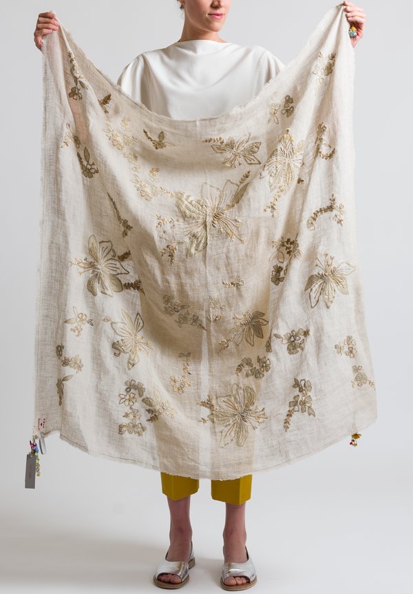Pero Floral Embroidered Rumal Scarf