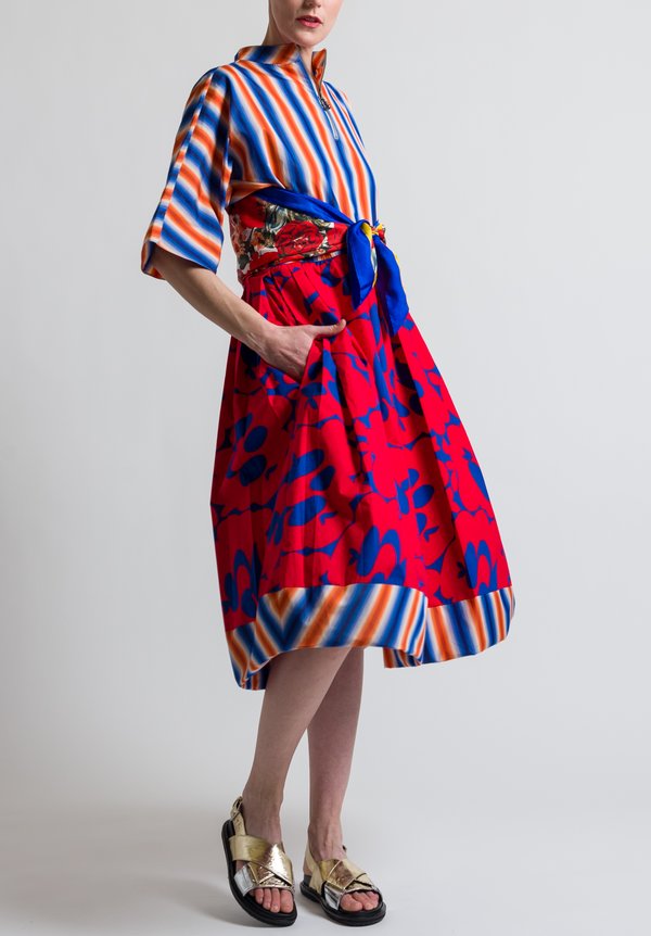 Marni Stripe & Floral Print Dress in Multicolor	