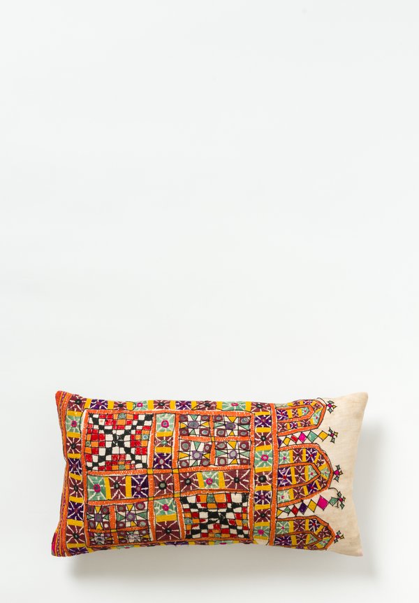 Small Indian Camel Sack Lumbar Pillow in Multicolor	