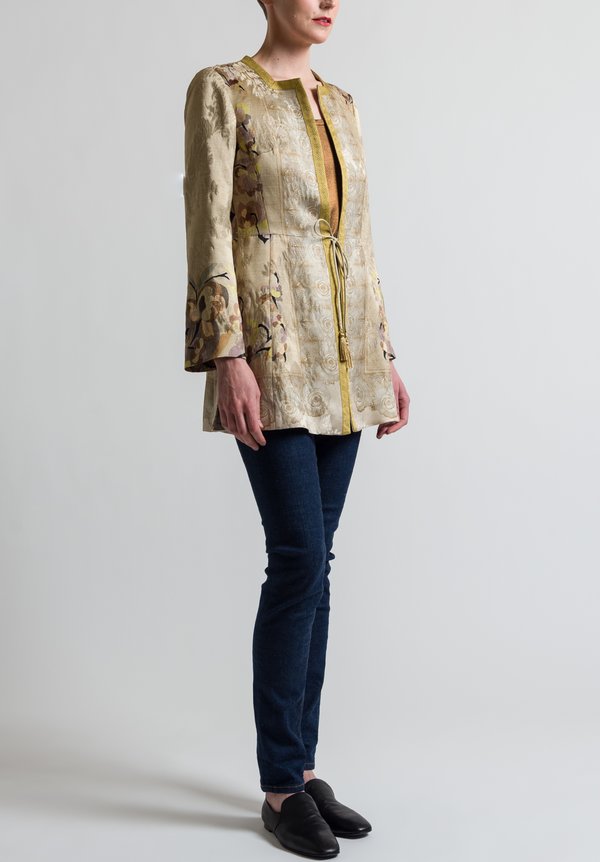 Etro Satin Floral Jacket in Gold	